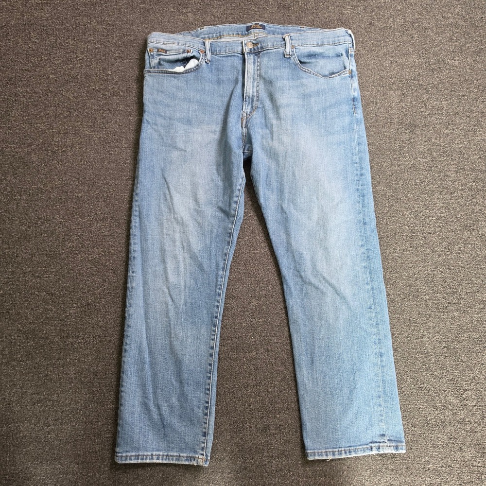 Polo Ralph Lauren Hampton Relaxed Straight Blue Jeans Mens 38x30 Light Wash Prep